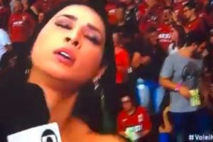 Jaqueline desmaia durante entrevista ao vivo na final da Superliga