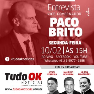 Confira entrevista com Paco Brito nesta segunda às 15h ao vivo