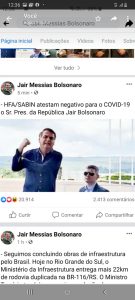 Bolsonaro não tem coronavírus e dá banana em rede social