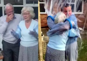 Vídeo: Neto faz cortina para abraçar avó na quarentena: emoção