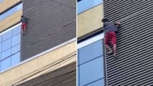 Vídeo: Homem é flagrado escalando o prédio mais alto de Goiânia