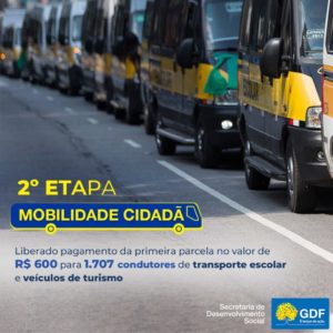 GDF | Pagamento do auxílio para condutores de transporte escolar e de turismo
