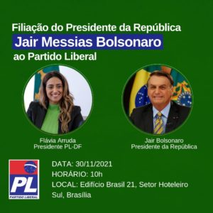 Bolsonaro se filia ao PL nesta terça as 10h