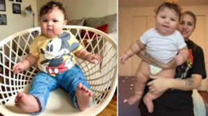Bebê gigante de 11 meses impressiona ao caber em roupas para crianças de três anos