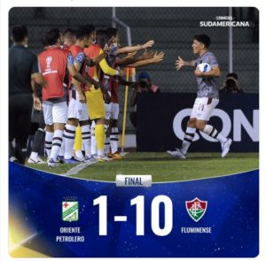 Fluminense vence por 10 a 1, mas cai na Sul-Americana
