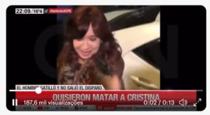 Vídeo: Cristina Kirchner sofre tentativa de assassinato; suspeito seria brasileiro, diz jornal