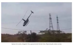 Helicóptero com deputado federal bate em rede elétrica e cai