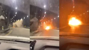 Explosão em túnel: Caminhão de nafta deixa motorista gravemente ferido