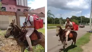 Vídeo: Entregador em Palmas surpreende ao fazer entregas de delivery em um burro