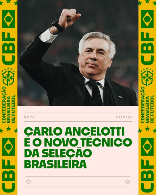 Ancelotti é o novo técnico da Seleção Brasileira