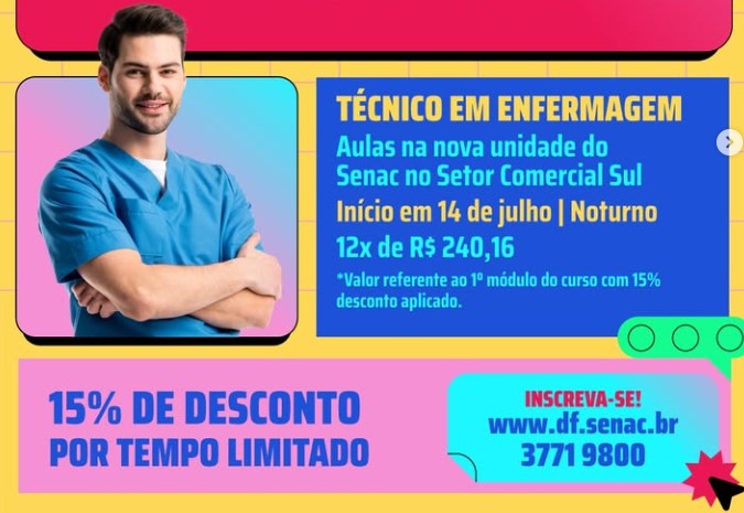 Cursos técnicos com desconto no Senac-DF