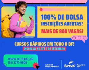 Senac-DF oferece 800 vagas com bolsas de até 100%