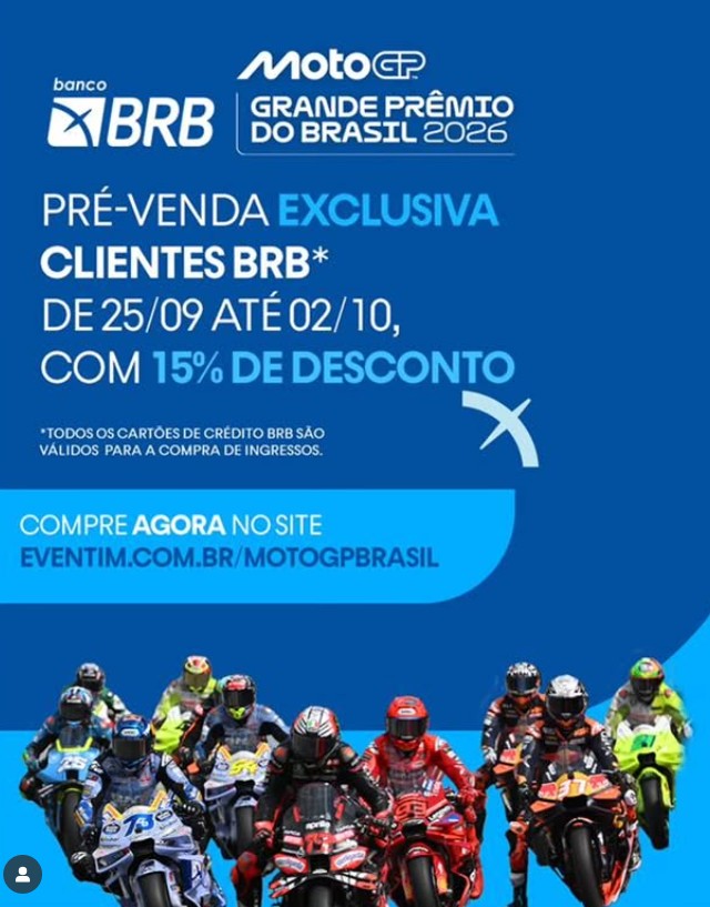 BRB garante desconto e pré-venda exclusiva no retorno da MotoGP ao Brasil